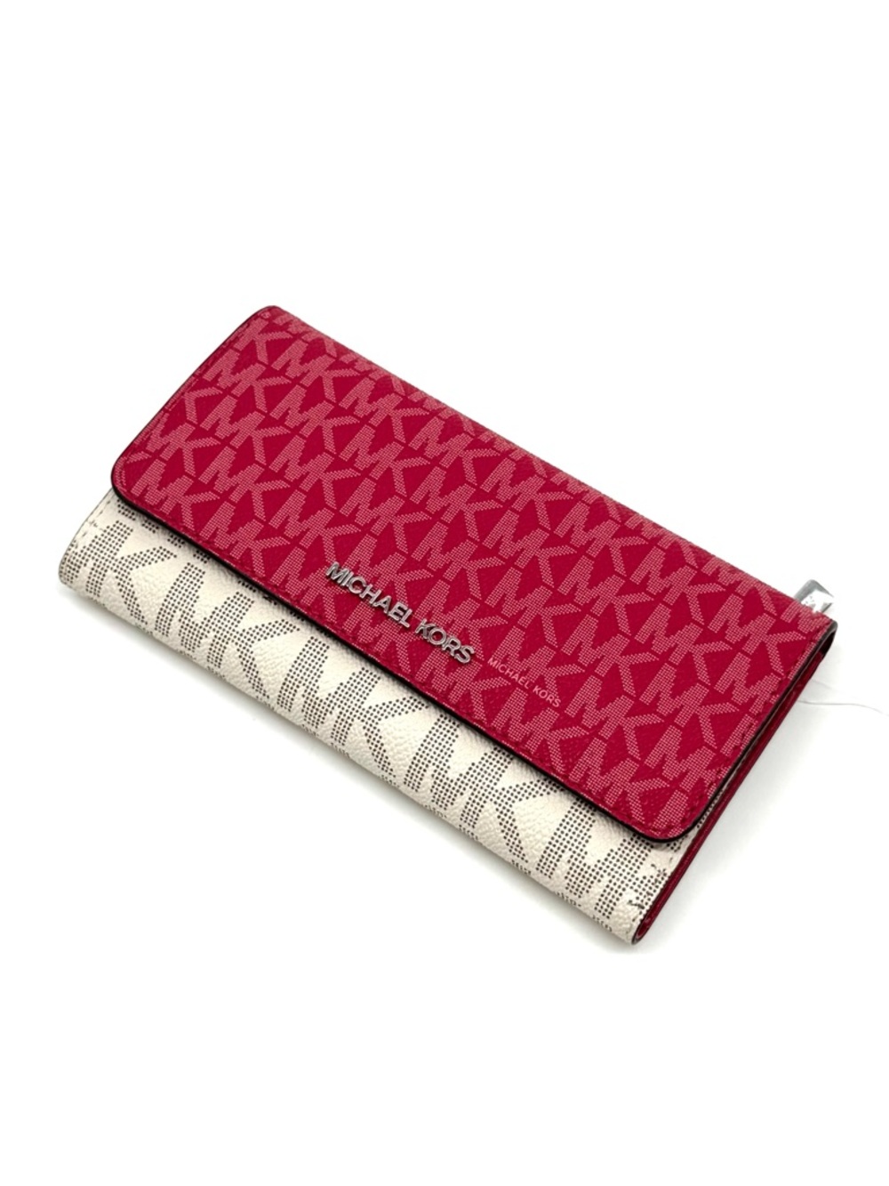 Michael Kors Large Jet Set Travel Logo Trifold Wallet - Dark Raspberry Multi